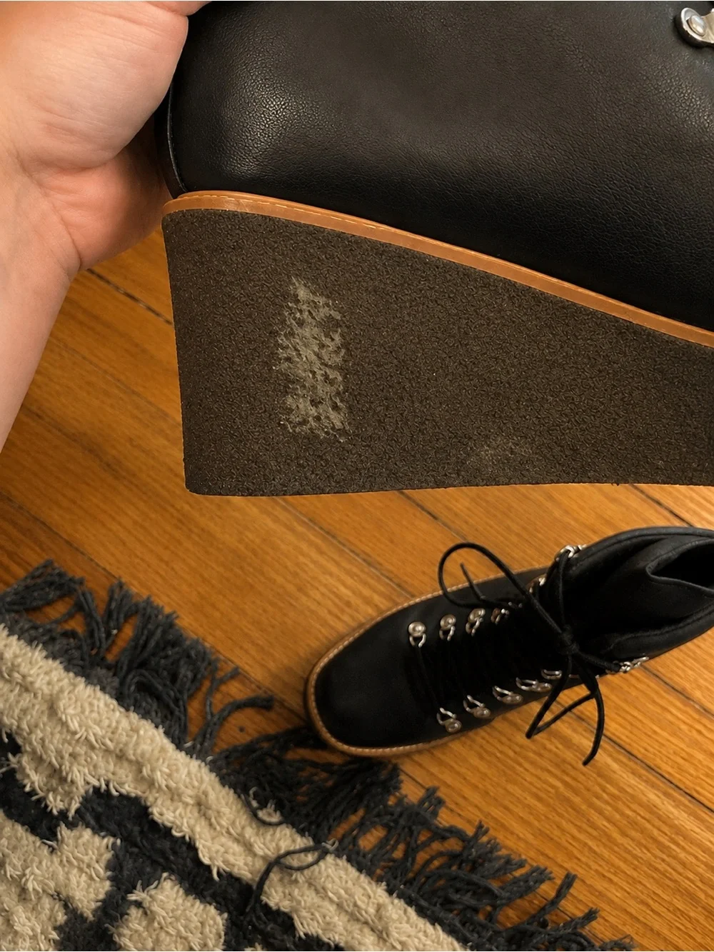 Jeffrey Campbell Free People Viajar Wedge Hiker Boots Black 9.5